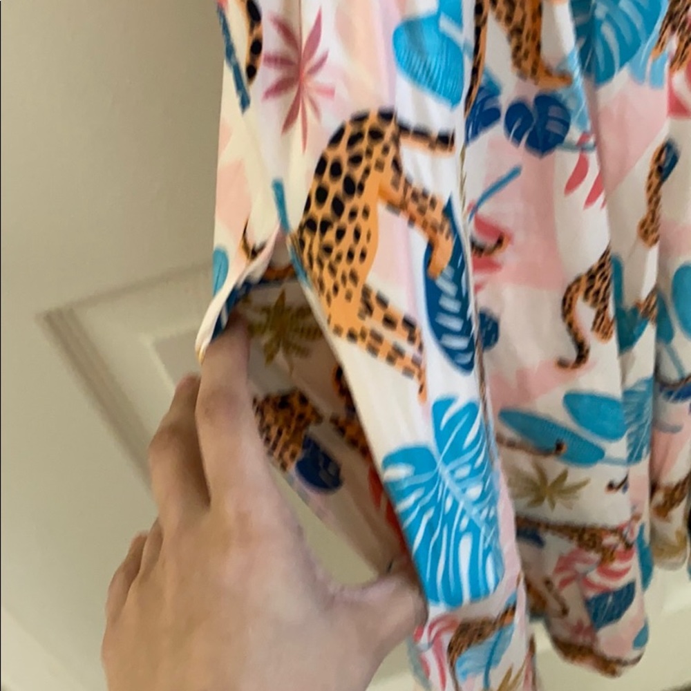 💚 Super soft pink cheetah leopard topical summer print dress - Picture 5 of 8